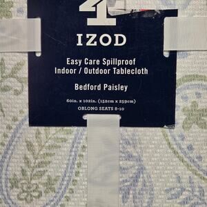 IZOD Bedford Paisley Tablecloth 60x102" Blue Green Cottage Farmhouse Peasant